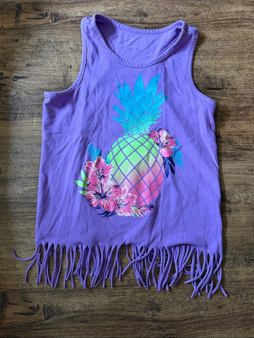 The Children's Place Lavender Pineapple Fringe Tank Top